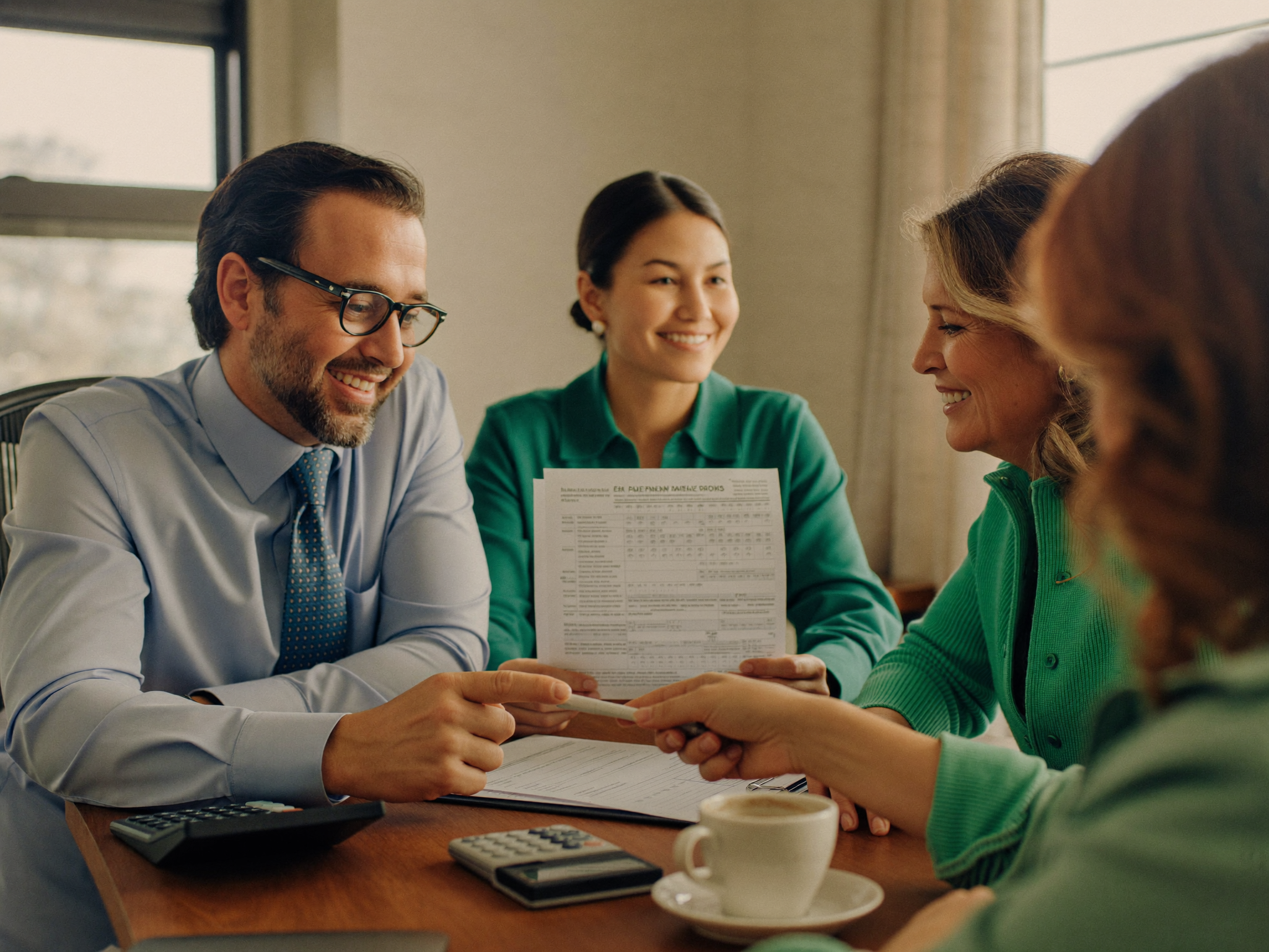 Contador de Tax Central Business Support explicando una forma de impuestos a sus clientes
